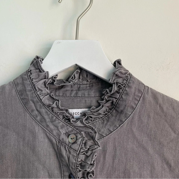 Rebecca Minkoff Willamina Tencel Ruffle Gray Long sleeve Top size medium - Picture 4 of 9
